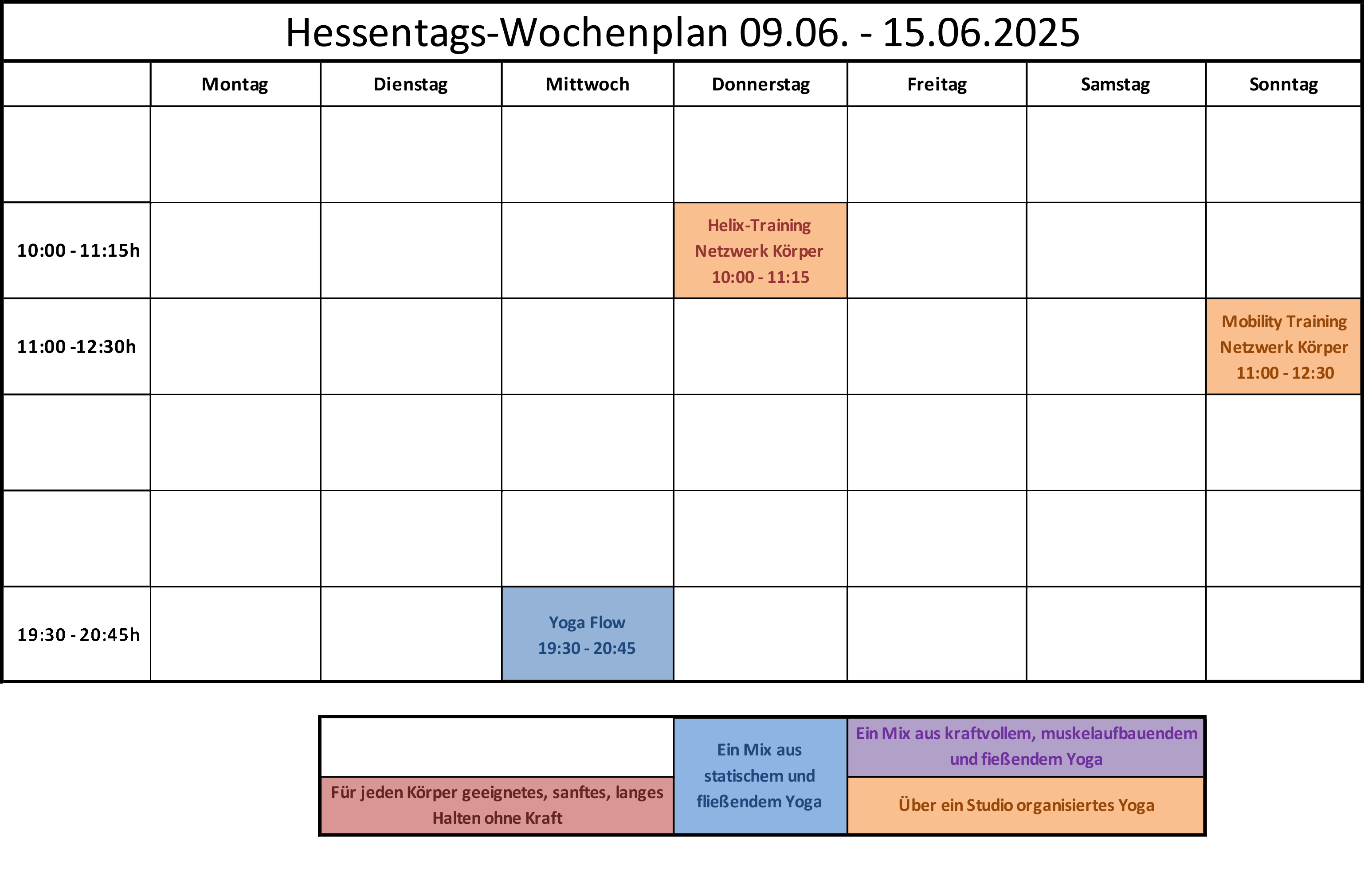 Wochenplan 09.06. - 15.06.2025
