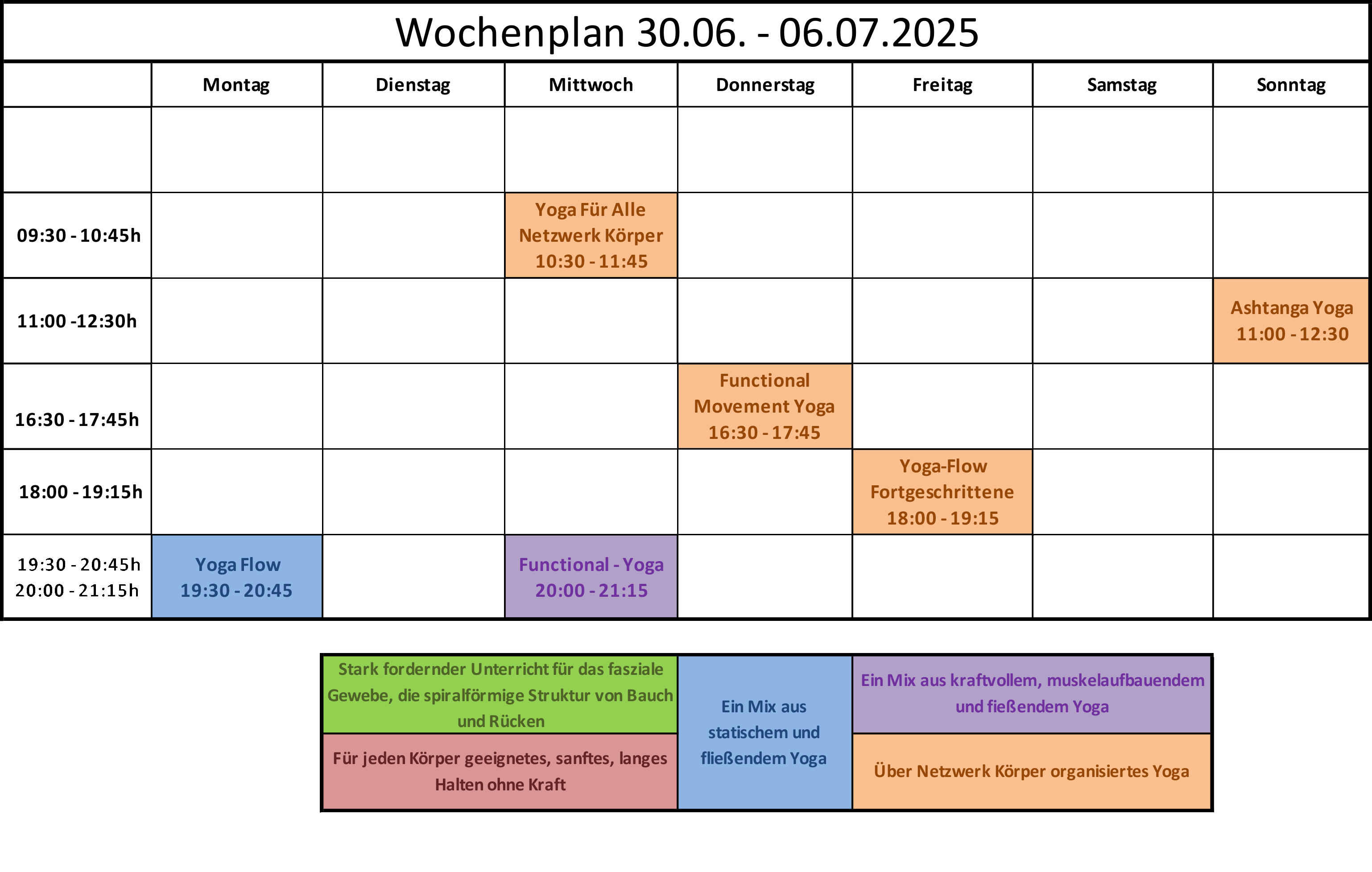 Wochenplan 30.06. - 06.07.2025